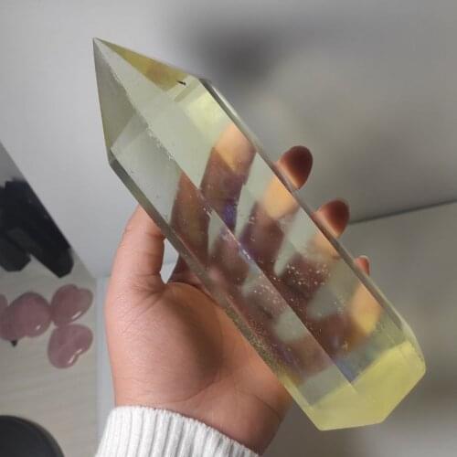 1pcs 800-1000g Yellow Melting stone quartz obelisk crystal wand point reiki healing
