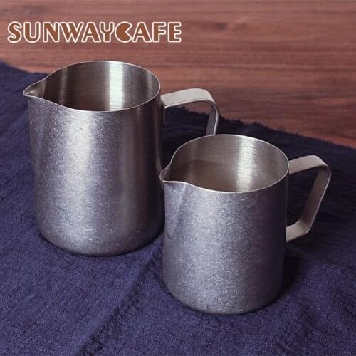 150/300/600ml Coffee Milk Jug Stainless Steel Frothing Pitcher Pull Flower Cup Espresso Frothers Mug Coffee Barista Tools