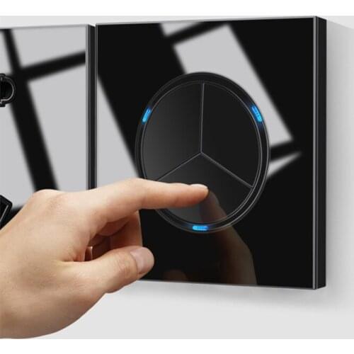 250V 1/2/3/4gang 1/2way 86*86MM Toughened glass panel LED touch light automatic reset wall switch L80 Advanced Series