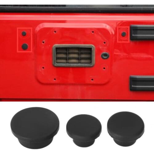 3Pcs black Tailgate Rubber Plug Fit for Jeep Wrangler JK 2007 2008 2009 2010 2011 2012 2013 2014 2015 2016 2017 Car Door frame