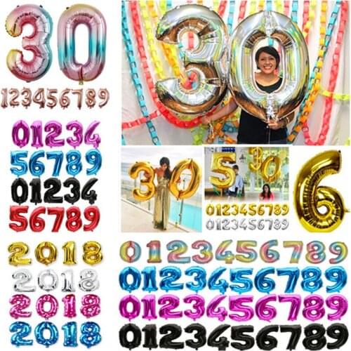 32 inch Gold Silver Number Foil Balloon Digit air Ballon Birthday Party Wedding Decorations Figure balloon Party Supplies Globos