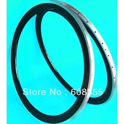 3K carbon Matt road bike 700C wheel rim with Alloy Brake Surface : Clincher Rim 50mm