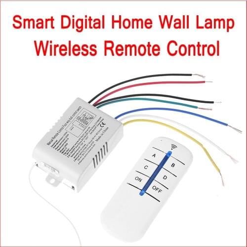4 Relay 220V Digital Intelligent Smart Digital Home Wall Lamp Wireless RF Remote Control Switch Transmitter+ Receiver Dropship