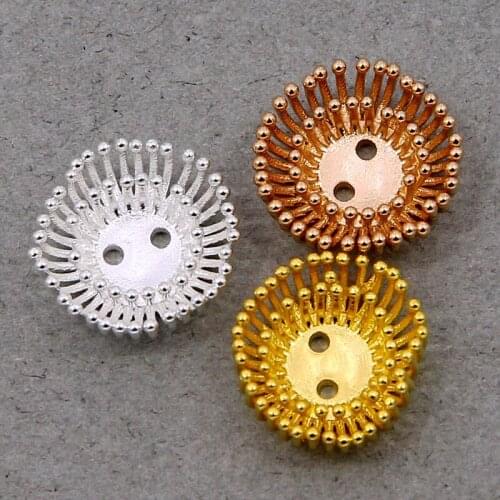 5pcs 12*5mm copper Filigree Flowers Bead Caps Base Connectors Diy Bracelet Headwear Components For Handmade Jewelry Accessories