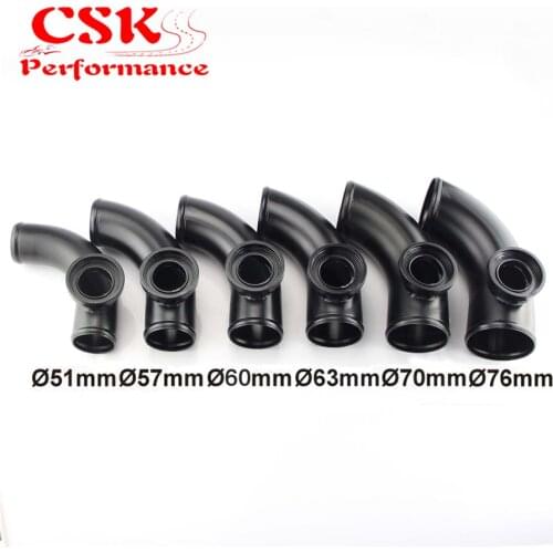 90 Degree 2" / 2.25" / 2.36" Flange Adapter Piping For HKS SQV BOV Blow Off Valve Tube Pipe Black