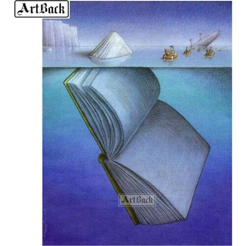 Diamond painting sea book diy 5d full square landscape canvas mosaic embroidery 3d round diamond art cross stitch 40x60cm