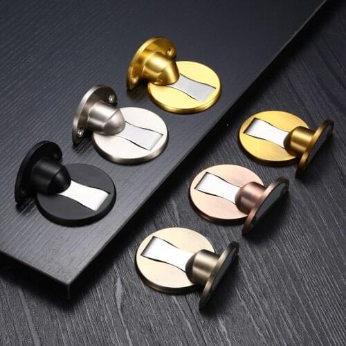 Free Zinc Alloy Door Suction Fixator Magnetic Door Stop Punch Floor Without Order Door Stop Furniture Hardware Accessor