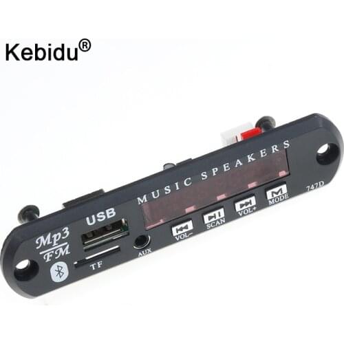 Kebidu DC 5V 12V Wireless Bluetooth USB FM TF Radio MP3 Decoder Board Module Audio MP3 Player For Car Remote Music Speaker Phone