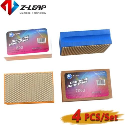 Z-LEAP 4pcs Diamond Hand Polishing Pads Resin Bond Glass Ceramic Granite Marble Terrazzo Buff Polishing Foam Pads
