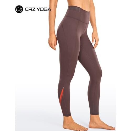 CRZ YOGA Womens Naked Feeling Soft Yoga Pants 25 Inches - Brushed High Waisted Workout Leggings with Inner Pocket