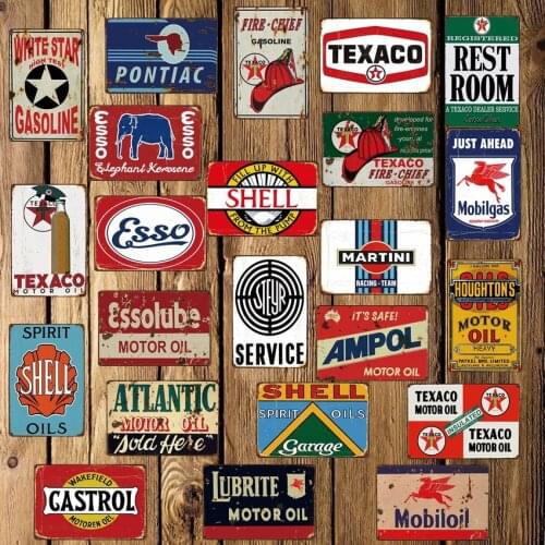 [ DecorMan ] TEXACO ESSO MOBIL Tin Signs Custom wholesale Metal Paintings Bar PUB Decor LT-1718