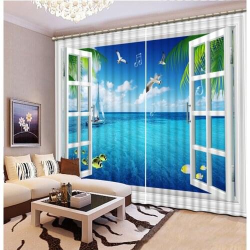Ecorative curtains 3D Curtain Luxury Blackout Window Curtain Living Room scenic curtains