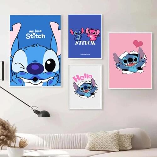 Disney Cartoon Cute Stitch Canvas Painting Anime Character Prints and Posters Wall Art Pictures for Kids Room Decoration Cuadros