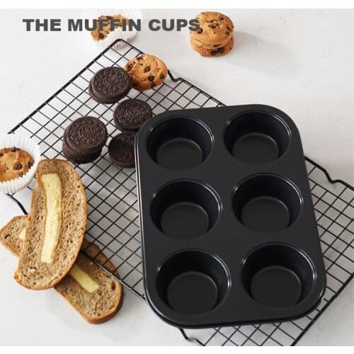 6 Cup Muffin Cupcake Baking Tray Pan Carbon Steel Non Stick Dishwasher Microwave Cake Mould Round Biscuit Pan flower circle shap