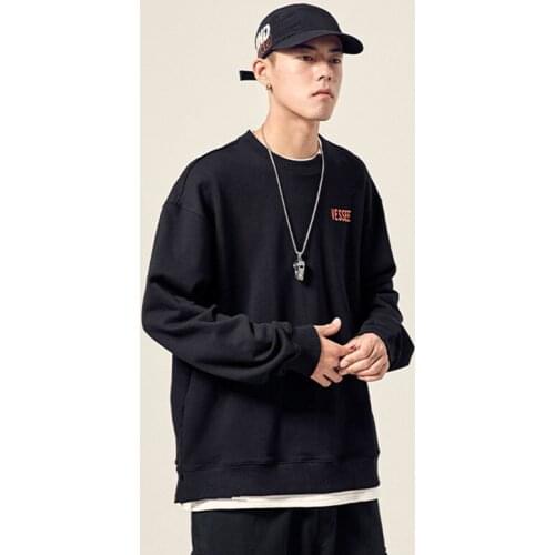 Ins Mens 100% Cotton Tide Sweatershirt Womens Loose Wear Autumn and Winter Stitch Print Casual Long Sleeve Pullover S-4XL