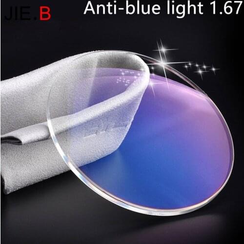 JIE.B anti-blue light refractive index 1.67 prescription resin lens myopia reading glasses radiation protection flat lens