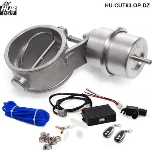 Exhaust Control Valve Set W/ Vacuum Actuator CUTOUT 2.5" 63mm Pipe OPEN W/ Wireless Remote Controller HU-CUT63-OP-DZ