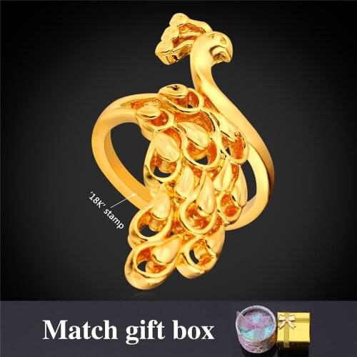 Kpop Peacock Ring For Women Animal Jewelry 2016 Fashion Jewelry Gold/Silver Color Wholesale R1646Y
