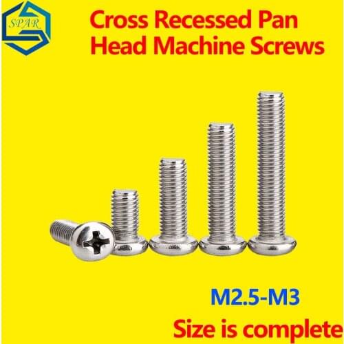 Cross Recessed Pan Machine Screws/ Head Bolt Stainless Steel Small Screw/ Cross Round Head Bolt/ Pan Head Screw M2.5/M3,304