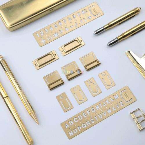 Midori Travelers Brass Index Clip,Clip Number,dividing rule, retro bookmark,also Available for Ballpoint Pen and Pencil Case