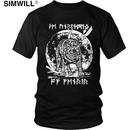 Awesome Viking Valhalla Odin T-Shirt Mens Summer Pure Cotton T shirt Oversized Short Sleeves Fenrir Lokis Son Tee Tops Gift