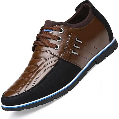 Genuine Leather Invisible Height Increasing Elevator Shoes for Men British Style Lace Up Business Mens Casual Shoes Hot Sale