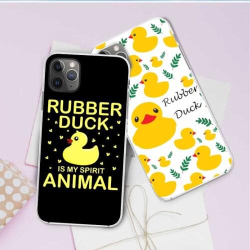 Lovely rubber duck Transparent soft phone case for iphone 11 pro max 7 8 plus xs x xr 6s 5s 6 se cute cartoon TPU 10 cover Coque