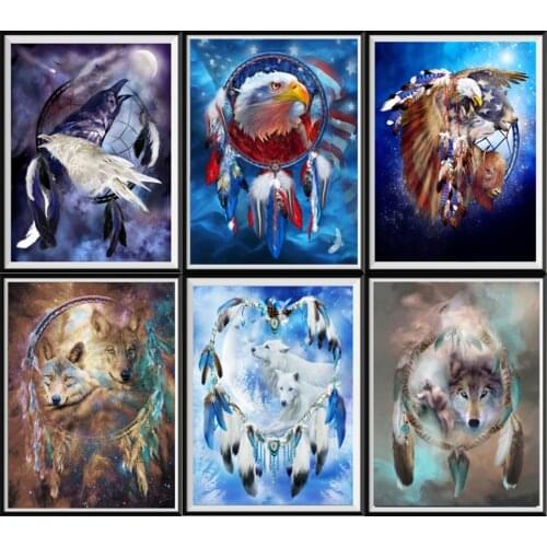 5d Diy Diamond Painting Craft Animal Dream Catcher Full Round/Square Diamond Embroidery Kit Home Decoration Handmade