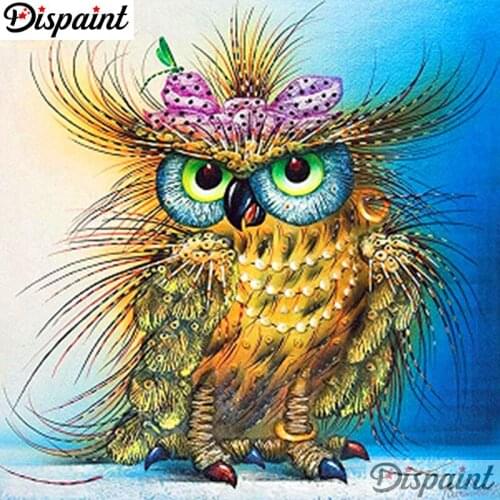 Dispaint Full Square/Round Drill 5D DIY Diamond Painting "Cartoon owl scenery" 3D Embroidery Cross Stitch 5D Home Decor A10484