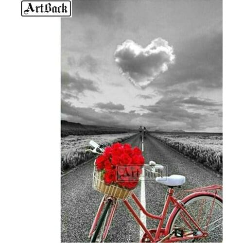 New Diamond painting heart icon full square / round diamond art red rose mosaic canvas embroidery craft art decoration 20x30cm