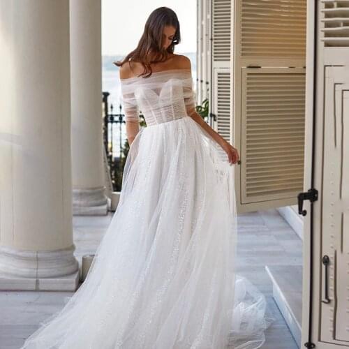 V-neck Delicate Crystals See Through Empire Chiffon Wedding Dress A-line V-back Sexy Bridal Dress nikah elbisesi