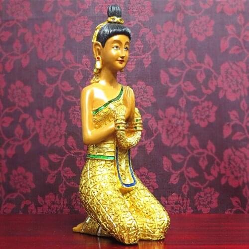 Wholesale Buddhist supplies home family Bless Safe good luck Southeast Asia Kneeling Buddha sawatdee ka art statue 44CM LARGE
