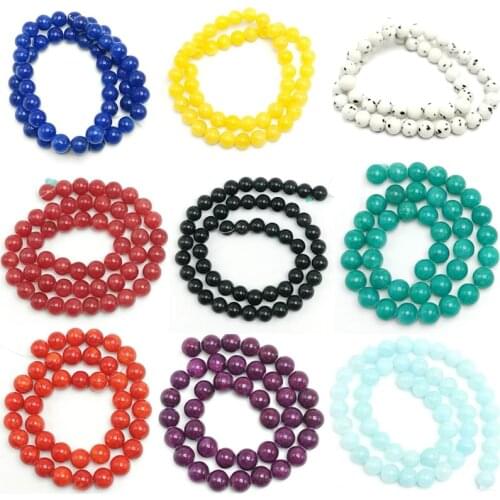 Wholesale Purple Blue Red Jades Natural Stone Beads Round Loose Spacer Beads for Jewelry Making 4 6 8 10 12mm DIY Bracelet