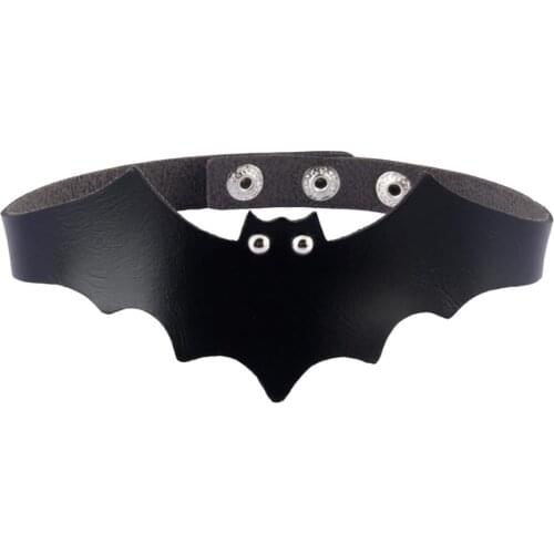 BONISKISS Gothic Punk Halloween Vampire Bat Choker Collar Necklace Adjustable Leather Chocker Necklaces Jewelry Gifts 4 Colors
