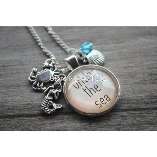 12pcs Little Mermaid" Inspired Necklace. Under The Sea. Charm Pendant, Silver colored