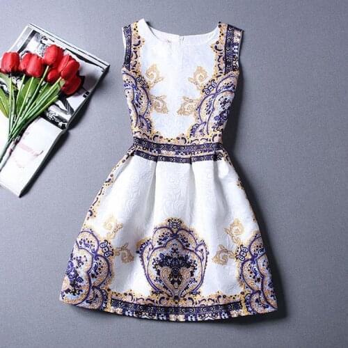 Spring Autumn Winter batik Fashion Dress elegant Women sleeveless vest Slim Dresses Golden crown Gray girl Ball Gown dress
