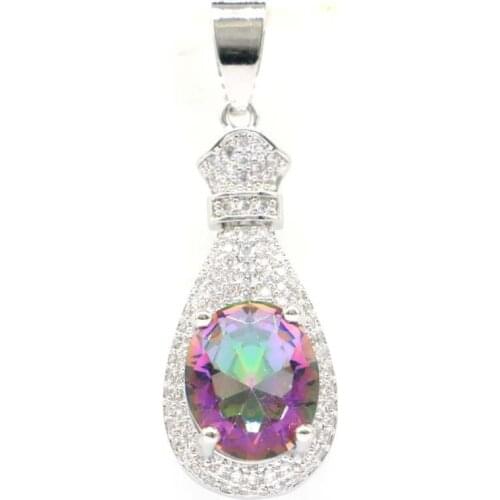 45x33mm Deluxe Long Cross Created Paris Blue Topaz For Womans Fine Jewelry Silver Pendants Eye Catching