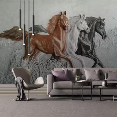 Wellyu Custom wallpaper European 3D stereo photo murals relief horse TV background wall painting 5d wallpaper 8d papel de parede