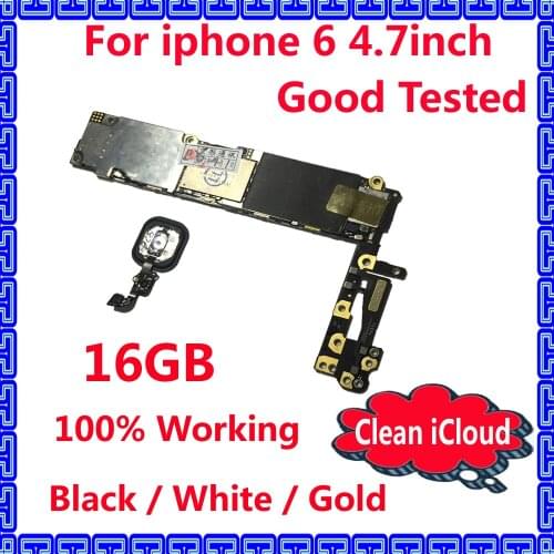 Unlocked iCloud IOS system mainboard for iphone 6 16GB 100% Original motherboard with chips,Clean iCloud logic board for iphone6