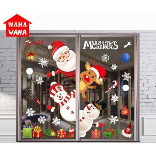 Christmas Sticker Creative New Year Window Decals Christmas Glass Decorative Window Merry Christmas Wall Sticker Decoration