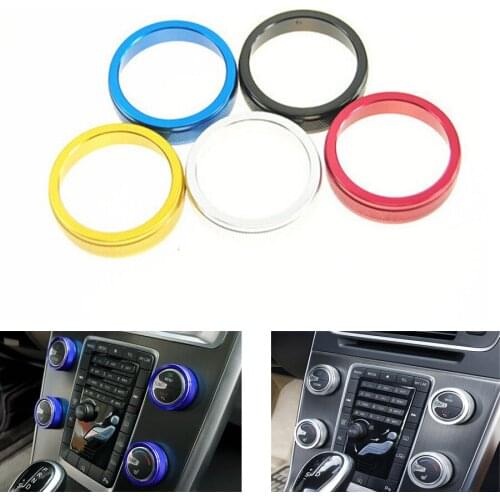 YAQUICKA 4x Aluminum Alloy Car Air Conditioner Knob Switch Button Ring Trim Sticker Styling For VOLVO S60 V60 XC60 S60 LS80 V40