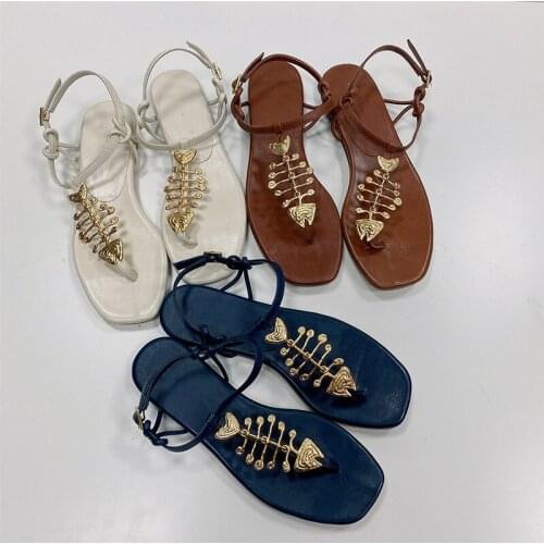 2021 Novelty Beach Flats Sandals Summer Casual Flip-flop Leather Women Shoes Square Toe Comfort Ladies Slippers