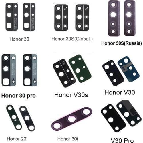 New Back Camera Glass For Huawei Honor 30 30S V30 V30S Pro 20i 30i Rear Camera Lens Glass For Housing With Sticker Adhesive Glue