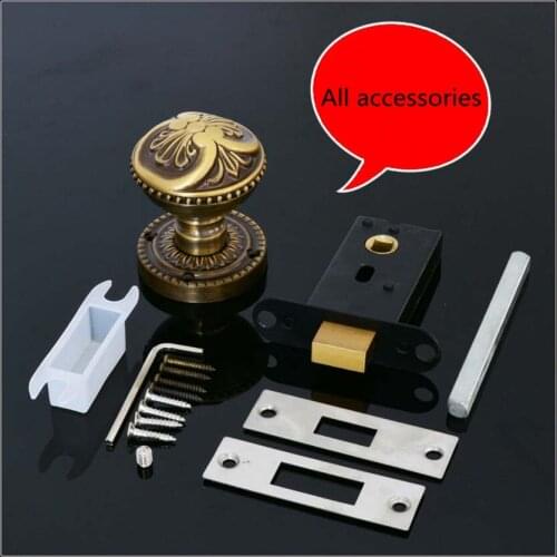 Dark door lock invisible door lock handle pure copper bedroom European American TV background door single side lock hidden door