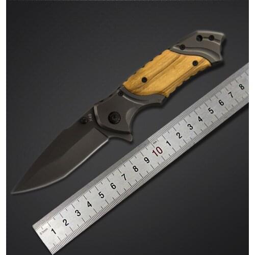 Ourdoor Camping Knife Tactical Folding Blade Knife 7Cr13Mov 57HRC Steel Blade Wood Handle Pocket Survival Knives Hunting knife