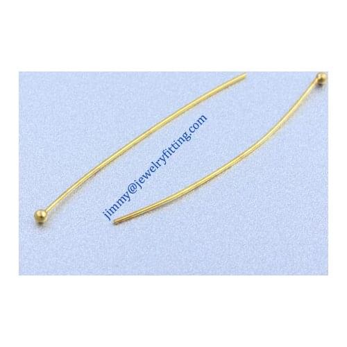 All kinds of jewelry findings wholesale Raw brass metal Ball Pins 0.5*36 mm with 1.5mm beads