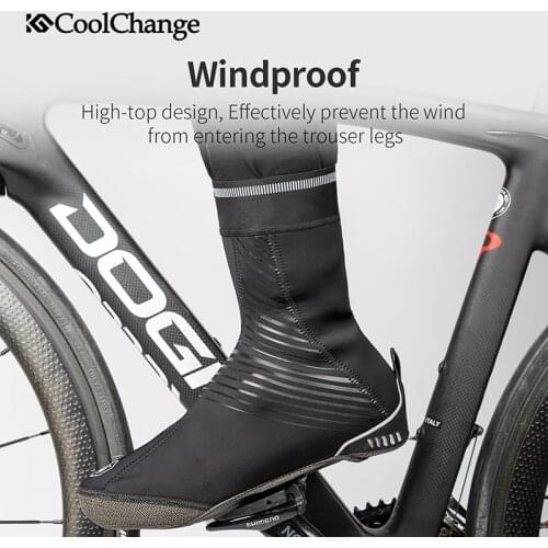 CoolChange Winter Fleece Warm Cycling Shoes Cover Waterproof MTB Road Bike Shoes Cover Reflective Boot Covers Cycling Equipment
