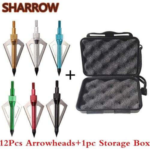 12pcs 100Gr Hunting Broadheads Tips Archery Arrow Heads Points 3 Blade Broadhead With Storage Box Hunting Shooting Accessories