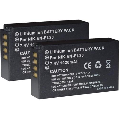 2PCS EN-EL20 ENEL20 Battery For Nikon 1J1 1J2 1J3 COOLPIX A 1 AW1 V3 EN-EL20A