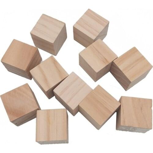 20pcs 10/15/20mm Wood Square Blocks Unfinished Wooden Cubes Craft Wood Blocks for Puzzle Making DIY Crafts Carving Art Supplies